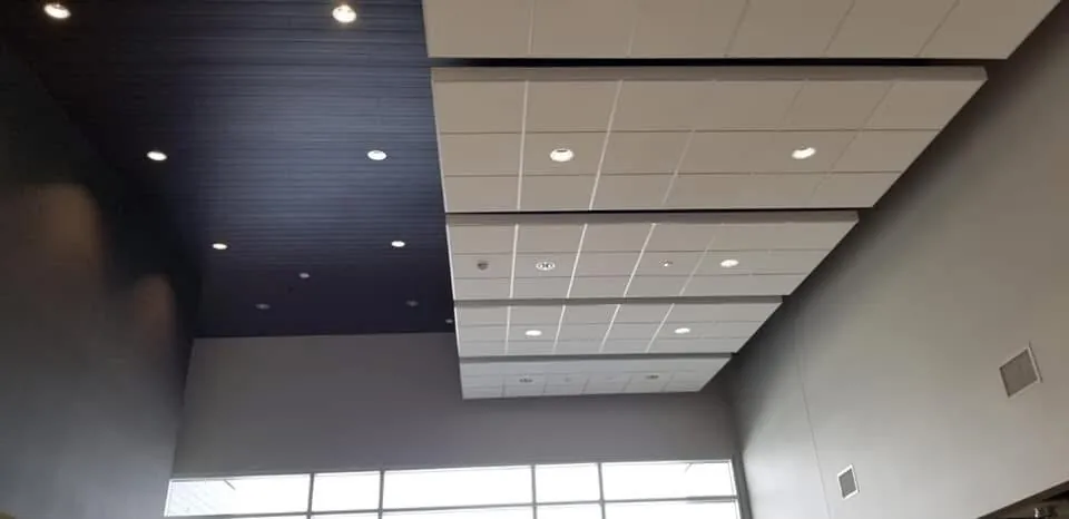 Finished acoustical lobby ceiling installed by Skampy Acoustical in the Sioux Falls area