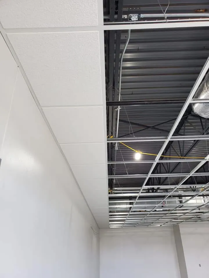 Suspended acoustic grid ceiling installed by Skampy Acoustical in the Sioux Falls area